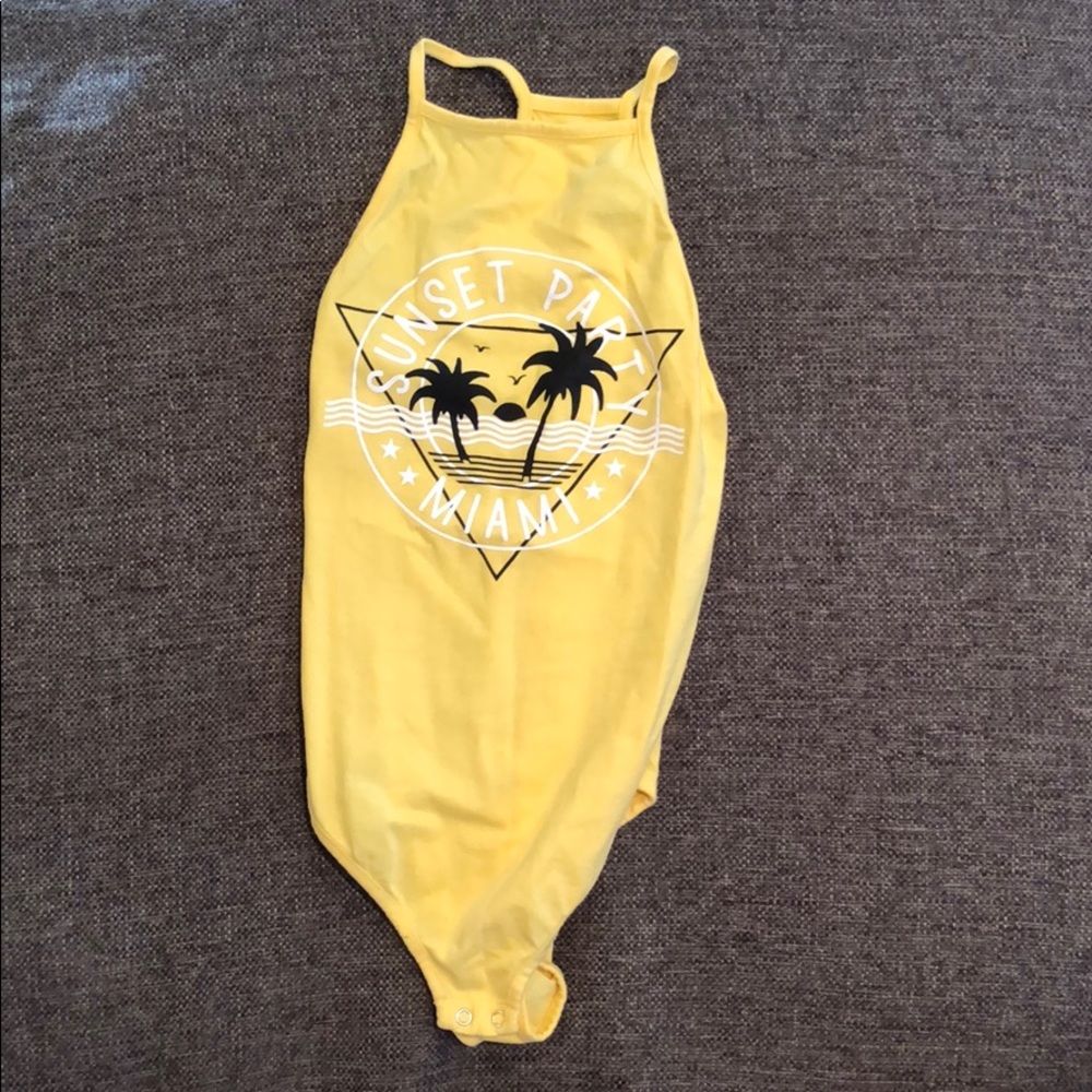 NWOT Yellow Graphic Bodysuit